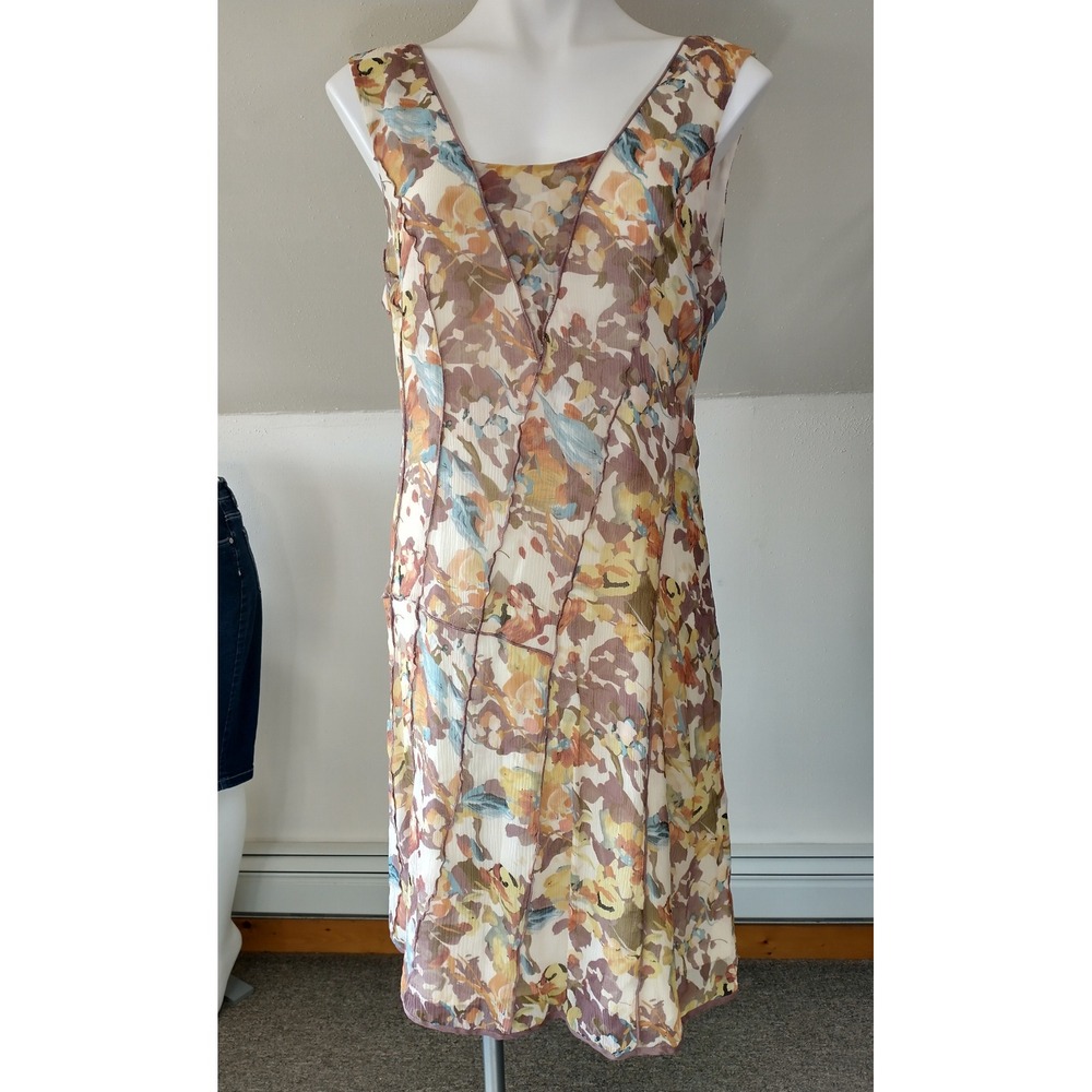 Sundance Boho Romantic Whimsigoth Silk Floral Watercolor Sleeveless Sz 16 Dress - Picture 3 of 14